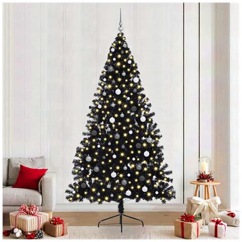 Albero di Natale con luci a corde decorative Nero 240 cm PVC - Foto 2