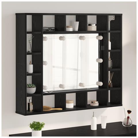 Mobiletto per specchio Rovere nero 91 x 15 x 76.5 cm - Foto 2