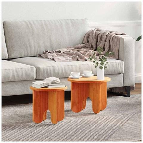 Tavolino da salotto 2 pcs Cera marrone 39.5 x 39.5 x 30 cm - Foto 2