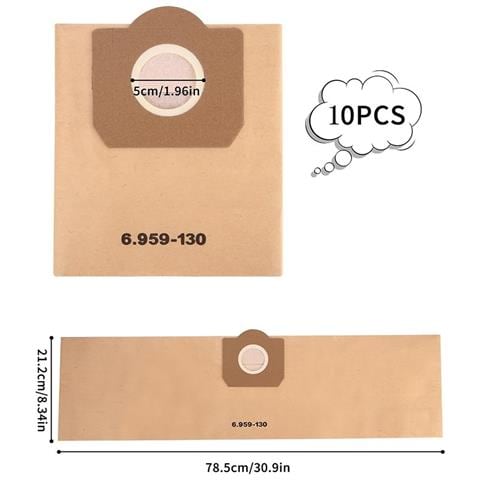 Confezione Da 10 Sacchetti Per Aspirapolvere In Carta Compatibili Con Karcher Wd2 Premium, Mv2, Wd 2.200 - Wd 2.550 - Foto 2