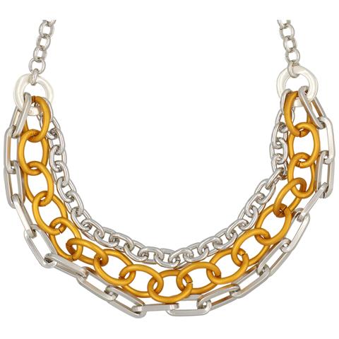 Collana ""tripla Catena"" In Argento Arancio-oro - Foto 3