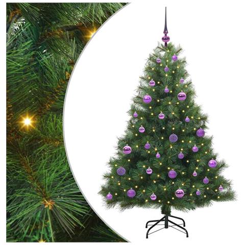 Albero di Natale artificiale con 150 LED Verde 150 cm PE e PVC - Foto 1