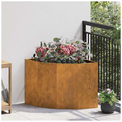 Vaso d'angolo Ruggine 60 x 60 x 50 cm acciaio corten - Foto 2