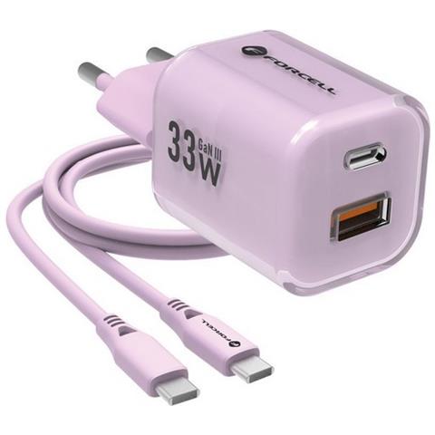 Caricabatterie Da Casa Originale Gan 33wpd 1x Usb-a 1x Usb-c Fino 33w Purple Per Smartphone - Foto 1