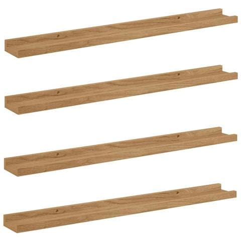 Scaffale da parete con lo scaffale 4 pcs Marrone 80 x 9 x 3 cm - Foto 1