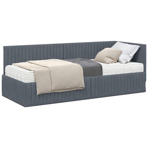 Struttura Letto Angolare con Materasso 2 pcs Grigio Velluto - Foto 1