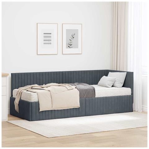 Struttura Letto Angolare con Materasso 2 pcs Grigio Velluto - Foto 2