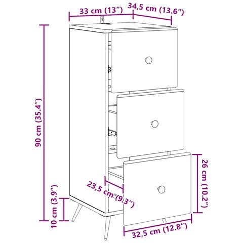 Mobile con Cassetti Legno antico 33 x 34,5 x 90 cm - Foto 9