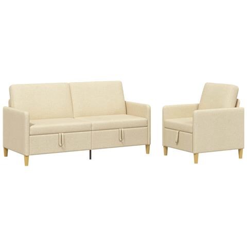 Set di Divani con Storage 2 pcs Crema Poliestere - Foto 1