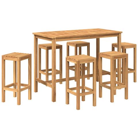 Set Bar da Esterno 7 pcs Naturale Legno di teak solido - Foto 1