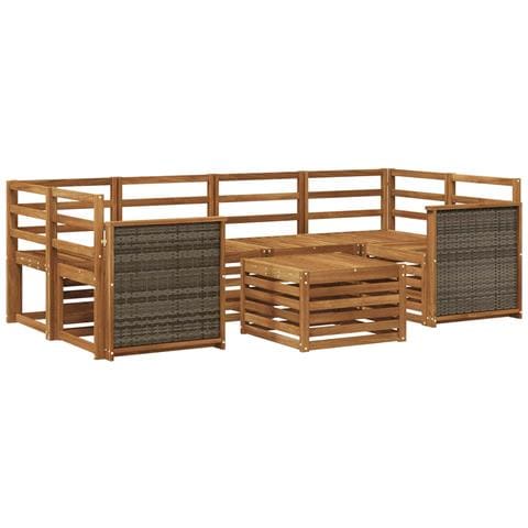 Set di divani da esterno 7 pcs Naturale - Foto 1