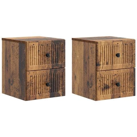Mobiletto da notte a muro 2 pcs Legno antico 33 x 34,5 x 40 cm - Foto 1