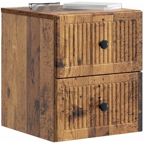 Mobiletto da notte a muro 2 pcs Legno antico 33 x 34,5 x 40 cm - Foto 2