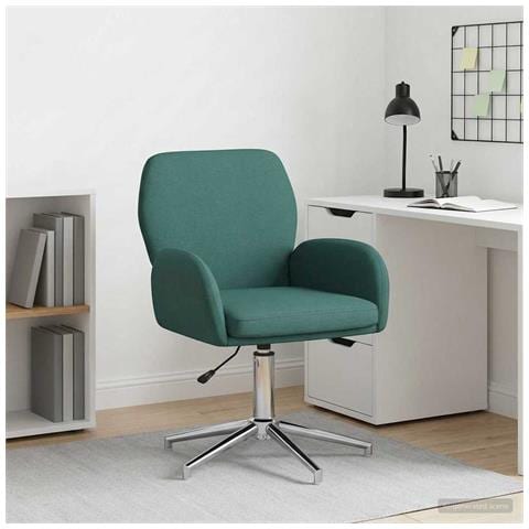 Sedia da scrivania girevole 54 x 58 x 90 cm Verde Scuro Tessuto - Foto 2