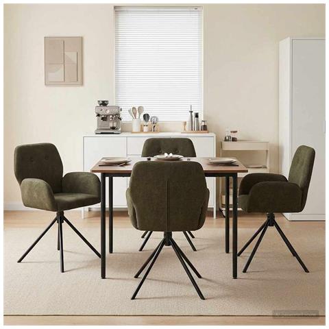 Sedie da pranzo girevoli 4 pcs Pelle Scamosciata Sintetica - Foto 2