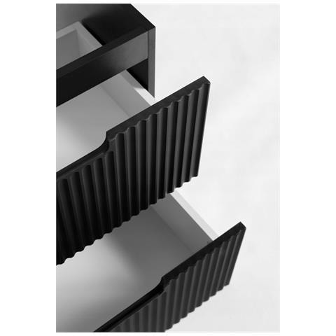 Mobile sottolavabo nero da 80 cmMobileda bagno, Piano di lavoro effetto marmo nero, Ripiano nero - Foto 5