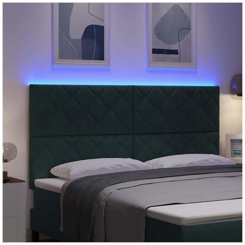 Testiera LED Verde Scuro 180 cm Velluto - Foto 10