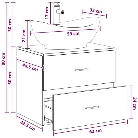 Set di mobili per il bagno Grigio Cemento Legno ingegnerizzato - Foto 2
