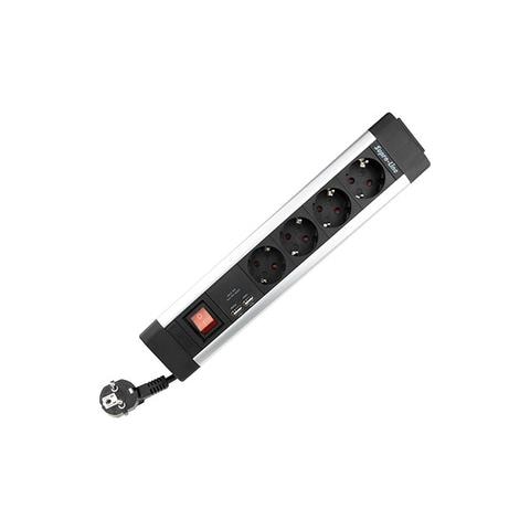 power strip 4-fold + KS USB SupraLine switch black - Foto 1