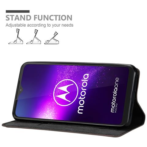 Custodia Compatibile Con Motorola One Macro In Bruno Caffè - Coperchio Protettiva Con Chiusura Magnetica, Funzione Stand E Tasca Per Le Carte - Foto 2