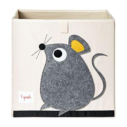 3 Germogli Storage Box Cubo Contenitore, 33 X 33 X 33 Cm, Multi-color (topolino Grigio) - Foto 1