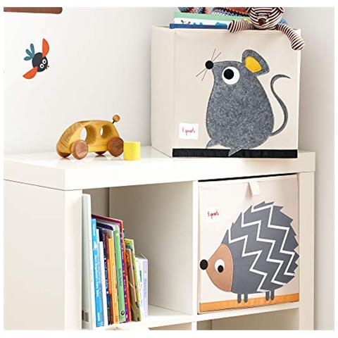 3 Germogli Storage Box Cubo Contenitore, 33 X 33 X 33 Cm, Multi-color (topolino Grigio) - Foto 2