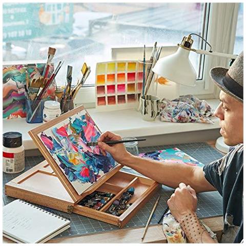 Desktop Cavalletto Di Legno Con Cassetto E Tavolozza Ideale Per Portatile Schizzi Disegni E Dipinto Con Una Variet Di Mezzi - Foto 4