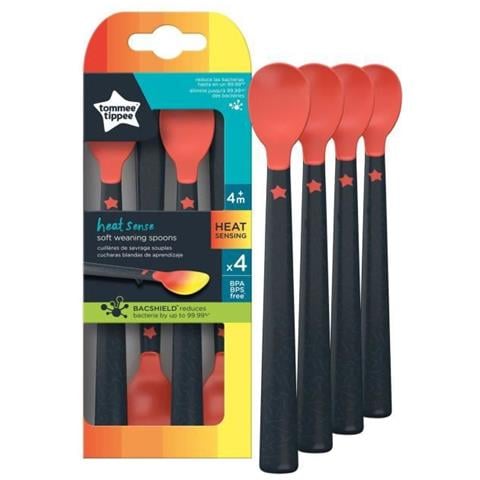 Cucchiaio Svezzamento Termosensibile Manico Lungo / Antiscivolo +4 Mesi, Set 4 Pezzi - Foto 1