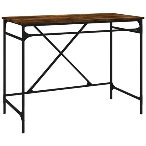 Scrivania Rovere Fumo 100x50x75 Cm In Legno Multistrato E Ferro - Foto 1