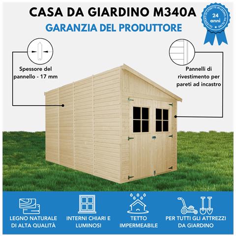 Casa Da Giardino In Legno Naturale (con Parete Laterale) Con Pavimento Impregnato 416x216 Cm / 8,2 M² - Timbela M340a+m340g - Foto 6