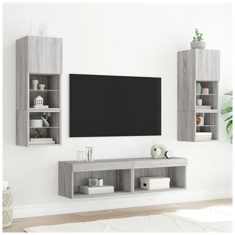 Mobili Porta Tv Con Luci Led 2pz Grigio Sonoma 60x30x30 Cm - Foto 3