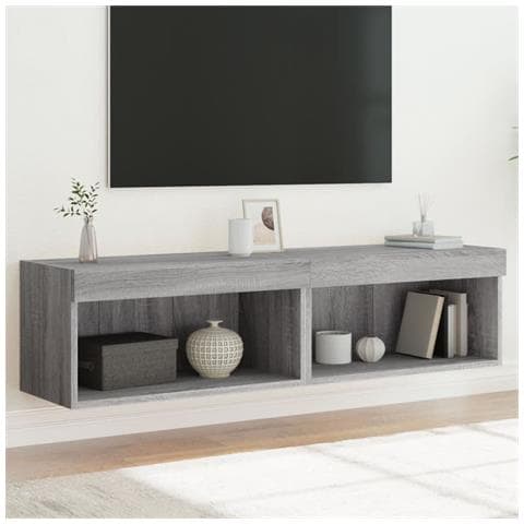 Mobili Porta Tv Con Luci Led 2pz Grigio Sonoma 60x30x30 Cm - Foto 1