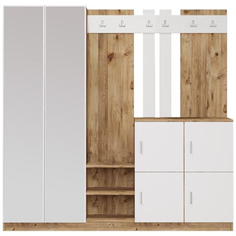 Mobile D'ingresso Con Specchio Legno E Bianco Anka - Foto 1