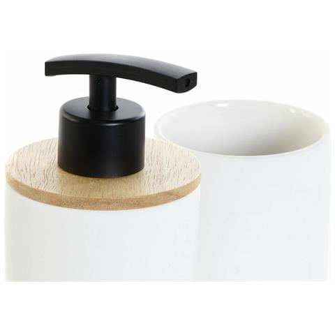Set Da Bagno Dkd Home Decor 8 X 8 X 18 Cm Bianco Gres Scandinavo (2 Unità) - Foto 2