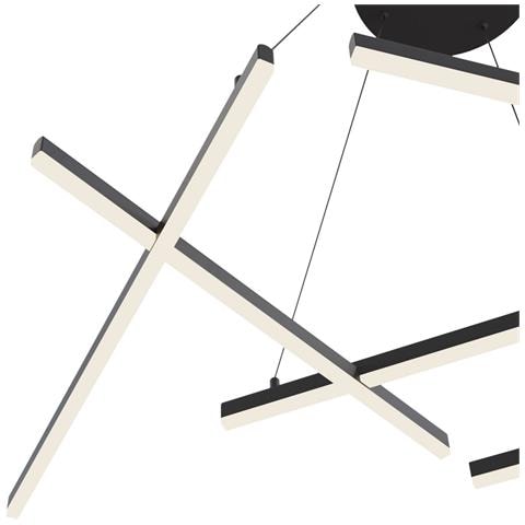 Lampadario A Sospensione Moderno Line Alluminio Nero 6 Luci Led 79w - Foto 4