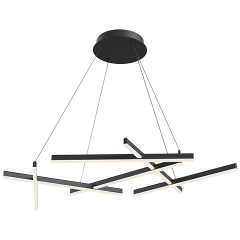 Lampadario A Sospensione Moderno Line Alluminio Nero 6 Luci Led 79w - Foto 1