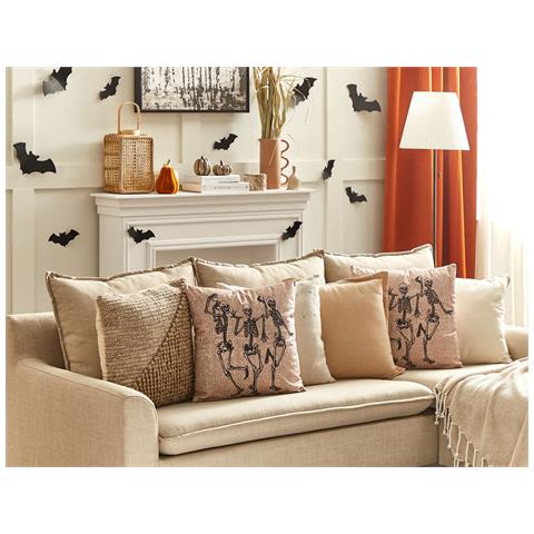 Cuscino Decorativo Mortesti Velluto 45 X 45 Cm Beige Chiaro - Foto 1