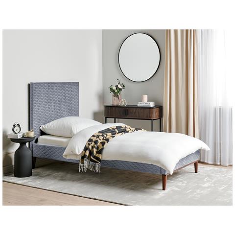 Letto Matrimoniale Velluto Grigio 90 X 200 Cm Bayonne - Foto 1