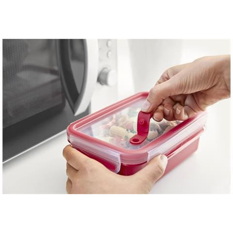 Clip & Micro Contenitore quadrato Microonde, Rosso, 1.3 L - Foto 2