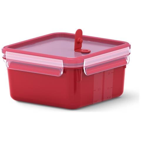 Clip & Micro Contenitore quadrato Microonde, Rosso, 1.3 L - Foto 1