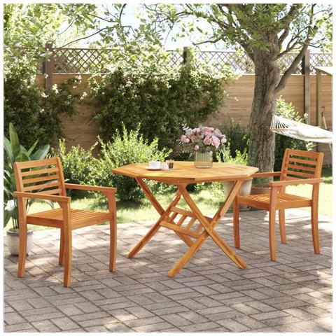 Sedie Da Giardino 2 Pz 59x55x85 Cm Legno Massello Di Acacia - Foto 3