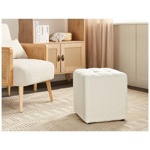 Pouf Kansas Bouclé Bianco - Foto 1