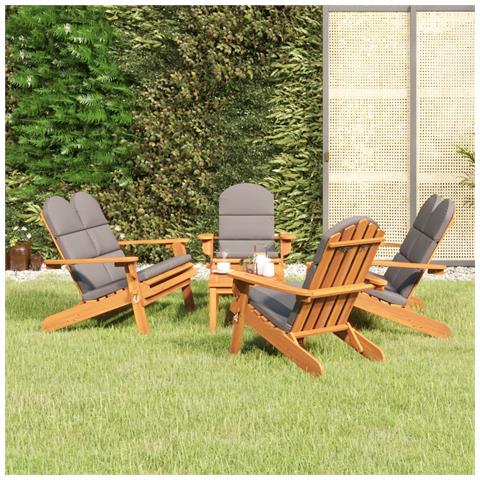 Set Salotto Da Giardino Adirondack 5pz Legno Massello Di Acacia - Foto 8