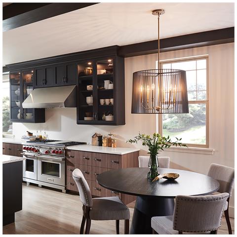 Lampadario Contemporaneo Linara Acciaio Nero Ottone Naturale Ottone 6 Luci E14 - Foto 2