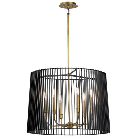 Lampadario Contemporaneo Linara Acciaio Nero Ottone Naturale Ottone 6 Luci E14 - Foto 1