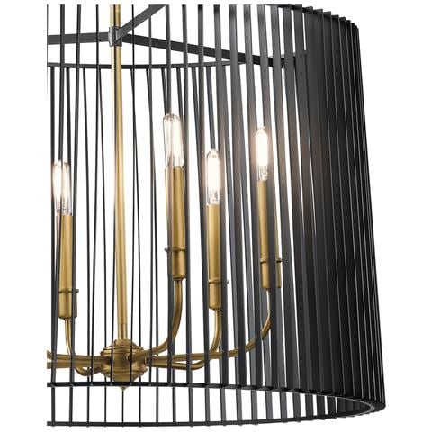 Lampadario Contemporaneo Linara Acciaio Nero Ottone Naturale Ottone 6 Luci E14 - Foto 7