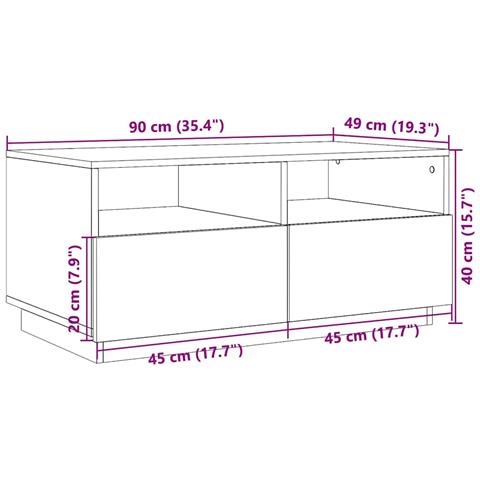 Tavolino Da Soggiorno Con Luci Led Rovere Fumo 90x49x40 Cm - Foto 10
