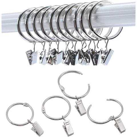 12 pezzi di anelli per tendaggi per tende in metallo gancio con clip e occhielli, per asta di diametro 25mm/32mm  13