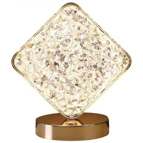Lampada Tavolo Led Ricaricabile Cristallo Atmosfera 3w Diamante Touch Rombo - Foto 1