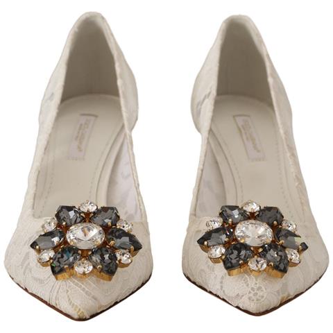 Scarpe Dã©colletã© Tacco Cristallo Pizzo Bianco Taormina - Eu35.5/us5 - Foto 2